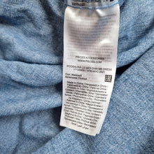 Load image into Gallery viewer, PIECES Denim Shirt Dress Belted Large Button Front Long Sleeve Blue Chambray