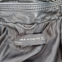 Load image into Gallery viewer, Zara Woman Real Leather Jacket Large Puff Sleeves Black Biker Lambskin Lined