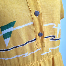 Load image into Gallery viewer, Vintage Tokyo Lyonette Dress Yellow Shirt Sundress Lined 40s Nautica Fits 8 10