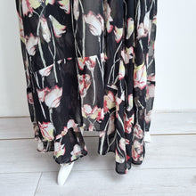 Load image into Gallery viewer, Religion Maxi Skirt Black Dark Floral Studded Floaty Tiered Grunge 10 Small