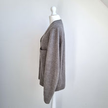 Load image into Gallery viewer, ARKET Wool Alpaca Cardigan Small Grey Oversized Button Front Chunky Knit Pocket