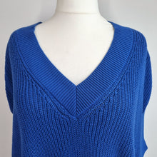 Load image into Gallery viewer, Live Unlimited Knitted Vest UK24 NEW Royal Blue 100% Cotton Tunic V Neck Chunky