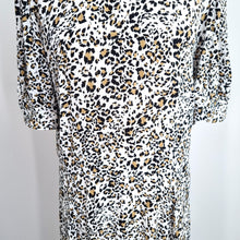 Load image into Gallery viewer, M&S Tea Dress Leopard Print UK 14 Peter Pan Collar Viscose Smock Animal Skater