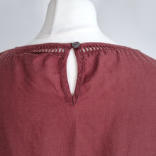 Load image into Gallery viewer, Monsoon Blouse Burgundy Broderie Anglaise Embroidered Top Boho Casual Cotton 14