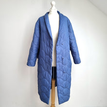 Load image into Gallery viewer, M&S Per Una Coat Puffer Belted Blue Quilted Longline Pockets Lined Nylon Size 10
