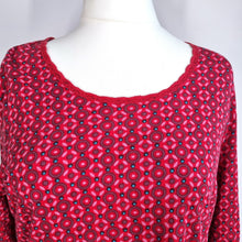 Load image into Gallery viewer, Madness 100% Cotton Dress UK20 Red Pink Floral Jersey Long Sleeves Smock Tunic