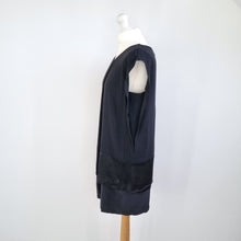 Load image into Gallery viewer, AllSaints Black Mini Dress Seymour Silk Blend Draped Pleated Tunic Repair 10