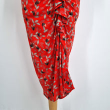 Load image into Gallery viewer, Hoss Intropia Red Dress Medium Floral Ruched Sheath Draped Front Work Cocktail