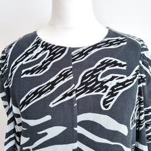 Load image into Gallery viewer, Whistles Dress Mini Animal Print Babydoll Smock Lined Grey Work Long Sleeves 8