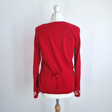 Load image into Gallery viewer, Vintage Laura Ashley Jumper Wrap Red Embroidered Floral Sweater Knit 90s Large