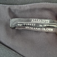 Load image into Gallery viewer, AllSaints Black Mini Dress Seymour Silk Blend Draped Pleated Tunic Repair 10