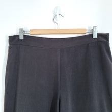 Load image into Gallery viewer, Long Tall Sally Trousers 12 Black Side Stripe Tapered Elasticated Waist Pockets