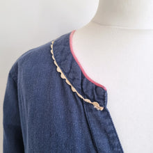 Load image into Gallery viewer, Gudrun Sjorden Blouse Smock Top Lace Up Navy Linen Cotton Utility Boho Small