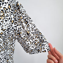 Load image into Gallery viewer, M&S Tea Dress Leopard Print UK 14 Peter Pan Collar Viscose Smock Animal Skater