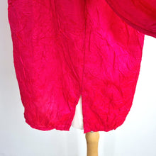 Load image into Gallery viewer, East Crinkle Blouse Pink Neon Long Sleeves Top V Neck Fuchsia Bright Size XL