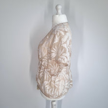 Load image into Gallery viewer, Jacques Vert Open Blouse UK 18 Cream Devore Leaf Pattern Shrug Bolero V Neck