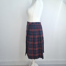 Load image into Gallery viewer, Vintage Essentials Tartan Skirt UK 18 16 14 Pleated Kilt Check Wrap Blue Red