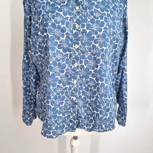 Load image into Gallery viewer, Boden Shirt Floral Print UK 20 Blue 100% Cotton Blouse Long Sleeves Button Down