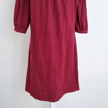 Load image into Gallery viewer, Hush Mini Dress Burgundy Smock 100% Cotton Babydoll Tunic Casual Jersey Red XS