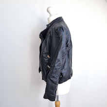 Load image into Gallery viewer, Zara Woman Real Leather Jacket Large Puff Sleeves Black Biker Lambskin Lined