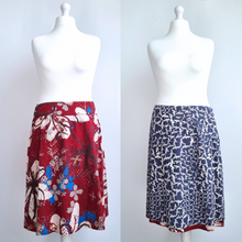 Load image into Gallery viewer, White Stuff Reversible Skirt A Line Floral Birds Red Blue 100% Cotton Knee 14