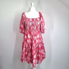 Load image into Gallery viewer, Next Beachwear Tie-Dye Dress 16 Smock Shirred Pink Cotton Puff Sleeve Sundress