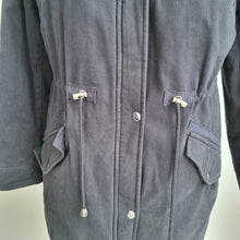 Load image into Gallery viewer, V by Very Parka Coat UK 18 Navy Blue Faux Fur Trim Jacket Winter Padded Pockets