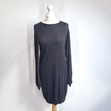 Load image into Gallery viewer, Whistles Jumper Dress Black Fine Knitted 12 Sparkly Mini Long Sleeves Sweater