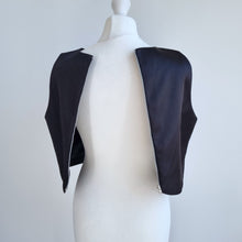 Load image into Gallery viewer, Monsoon Cropped Top Party Black Lined Back Zip Evening Boxy Sleeveless Size 14