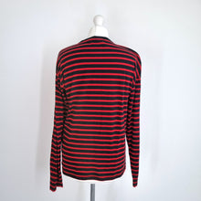 Load image into Gallery viewer, Carhartt WIP Robbie T-shirt Women Medium Striped Long Sleeves Red Black Cotton