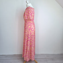 Load image into Gallery viewer, Matalan Papaya Maxi Dress UK 14 Off the Shoulder Pink 100% Viscose Summer Boho