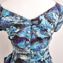 Load image into Gallery viewer, Bombshell by Katya Wildman Dress Liberty Fabric Blue Cocktail Pencil Print 8 10