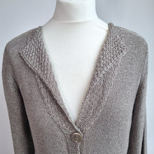 Load image into Gallery viewer, M&S Per Una Cardigan Medium Metallic Gold Made in Italy Peplum Buttons Knit