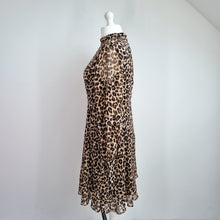 Load image into Gallery viewer, Dusk Dress Leopard Print NEW Size 18 Frill Chiffon Animal Lined Long Sleeves