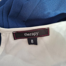 Load image into Gallery viewer, Therapy Dress Pleated Mini Peter Pan Collar UK 8 Colour Block Blue Yellow Lined