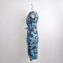 Load image into Gallery viewer, Bombshell by Katya Wildman Dress Liberty Fabric Blue Cocktail Pencil Print 8 10