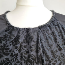Load image into Gallery viewer, Nissa Velvet Devore Dress UK 18 Black Shift Beaded Neckline Party Occasion