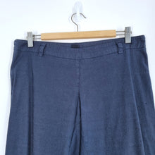 Load image into Gallery viewer, 120% Lino Linen Trousers 8 Navy Blue Cigarette Low Rise Slim Fit Work Summer