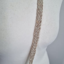 Load image into Gallery viewer, Principles Crossbody Bag Woven Crochet Macrame Beige Lined Rustic Flap Zipper