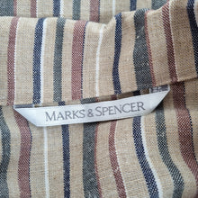 Load image into Gallery viewer, Vintage St Michael Blazer UK 18 20 Linen Blend Beige Striped 90s M&S Jacket Plus