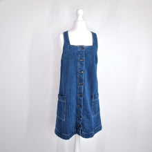 Load image into Gallery viewer, Fat Face Denim Dress Pinafore Dungaree Pockets Mini Crisscross Jeans Casual 8