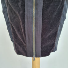 Load image into Gallery viewer, COS Pencil Skirt Velvet Full Zip Panels Black Work Party Knee Length Stretch 10