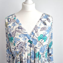 Load image into Gallery viewer, East Dress Smock Floral Block Print Pastel Cotton Lined Metallic Boho 3/4 16