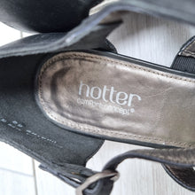 Load image into Gallery viewer, Hotter Surabaya Wedge Sandals UK 6 Black Leather Comfort Gladiador Fishermen