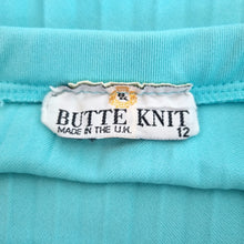 Load image into Gallery viewer, Vintage Butte Knit Skirt Pleated Turquoise Blue Knee Length A Line 70s Fits 8