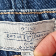 Load image into Gallery viewer, Fat Face Denim Dress Pinafore Dungaree Pockets Mini Crisscross Jeans Casual 8