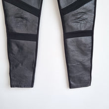 Load image into Gallery viewer, Zapa Leather Panel Leggings Black Biker Stretch Trousers XS Luxe Chic Genuine