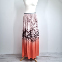 Load image into Gallery viewer, Mint Velvet Maxi Skirt Meadow Print Brown Coral Pleated Lined Party Viscose 12
