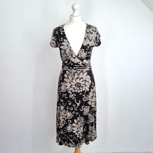 Load image into Gallery viewer, Lucky Brand Wrap Dress Jersey Large Floral Print Black Cotton Modal Casual Day