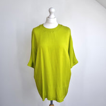 Load image into Gallery viewer, Alysi Chocolat Blouse Lime T-shirt Dolman Short Sleeves Tunic Chartreuse UK 10